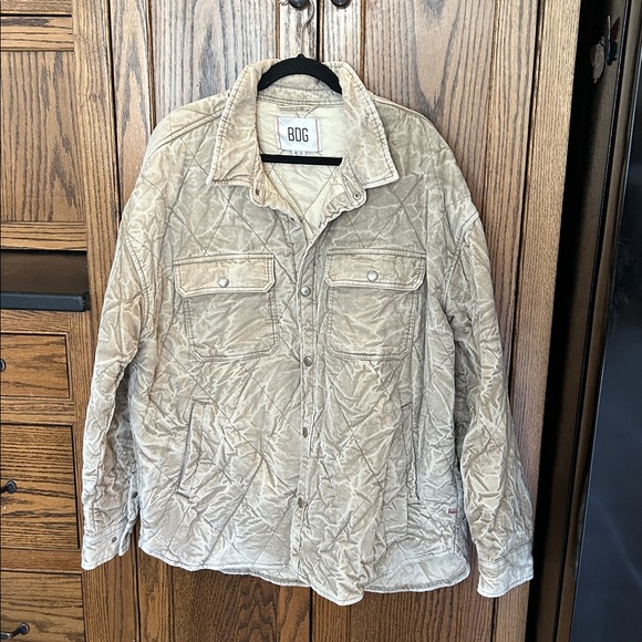 URBAN OUTFITTERS BDG QUILTED CORDUROY SHIRT JACKET SHACKET UO TAN menS unisex XL - Picture 4 of 9